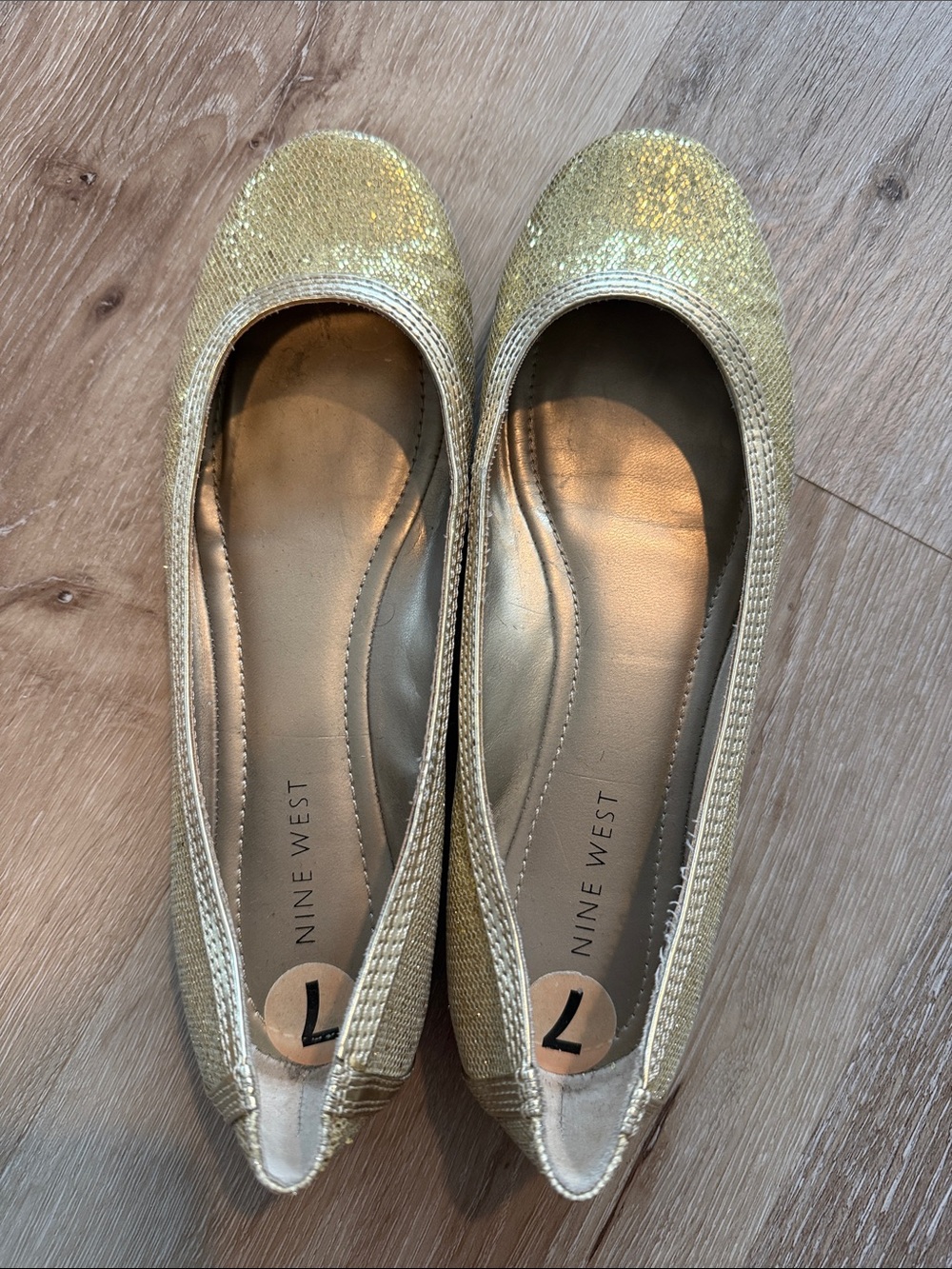 Nine West Gold Glitter Ballet Flats